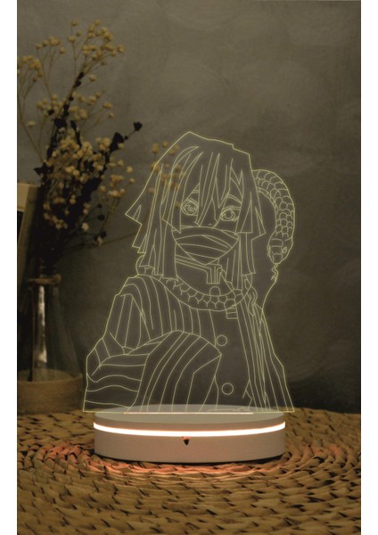 Obanai Iguro , Demon Slayer - 3 Boyutlu Led Lamba 16 Renk Dekoratif Anime Gece Lambası 3d