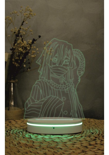 Obanai Iguro , Demon Slayer - 3 Boyutlu Led Lamba 16 Renk Dekoratif Anime Gece Lambası 3d