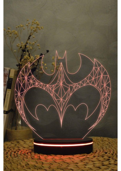 Batman Simge - 3 Boyutlu 16 Renk Dekoratif Gece Lambası 3d