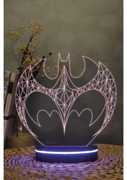 Batman Simge - 3 Boyutlu 16 Renk Dekoratif Gece Lambası 3d