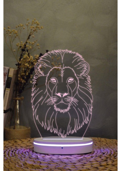 Aslan - 3 Boyutlu 16 Renk Dekoratif Gece Lambası 3d