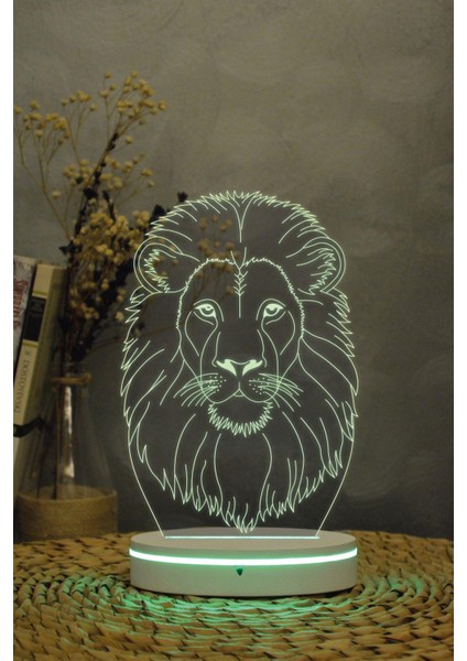 Aslan - 3 Boyutlu 16 Renk Dekoratif Gece Lambası 3d
