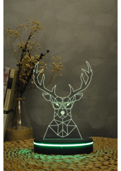 Geyik - 3 Boyutlu 16 Renk Dekoratif Gece Lambası 3d