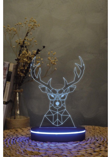 Geyik - 3 Boyutlu 16 Renk Dekoratif Gece Lambası 3d modelleri