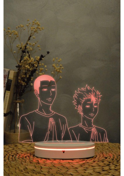 Yu Nishinoya Ve Ryunosuke Tanaka , Haikyuu - 3 Boyutlu 16 Renk Dekoratif Gece Lambası 3d