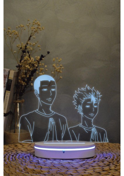 Yu Nishinoya Ve Ryunosuke Tanaka , Haikyuu - 3 Boyutlu 16 Renk Dekoratif Gece Lambası 3d