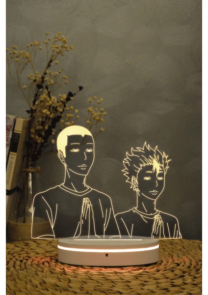 Yu Nishinoya Ve Ryunosuke Tanaka , Haikyuu - 3 Boyutlu 16 Renk Dekoratif Gece Lambası 3d