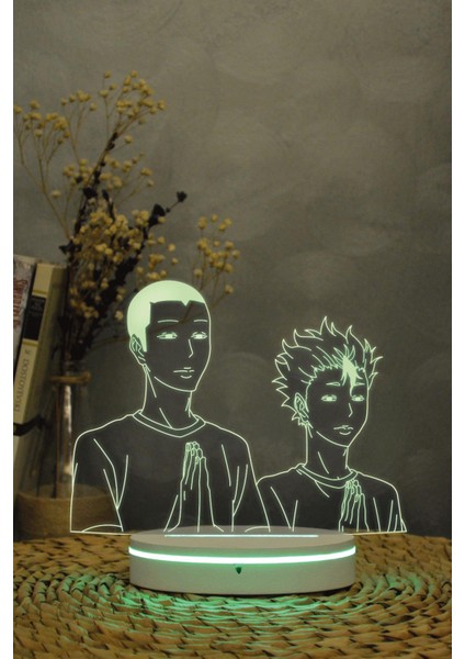 Yu Nishinoya Ve Ryunosuke Tanaka , Haikyuu - 3 Boyutlu 16 Renk Dekoratif Gece Lambası 3d