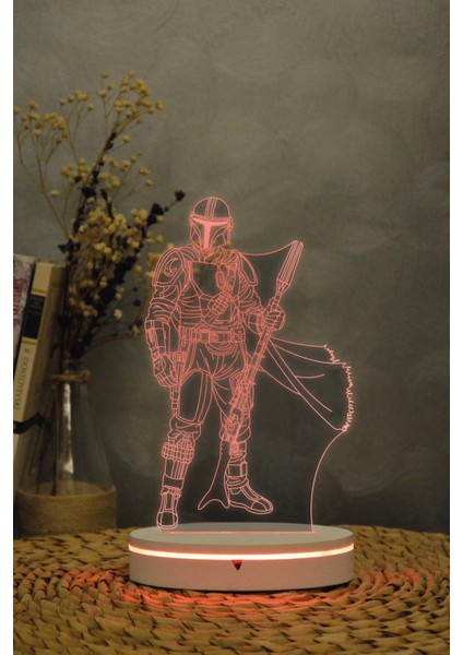 Mandalorian , Star Wars - 3 Boyutlu 16 Renk Dekoratif Gece Lambası 3d