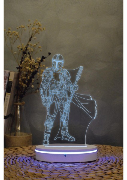 Mandalorian , Star Wars - 3 Boyutlu 16 Renk Dekoratif Gece Lambası 3d fiyatları