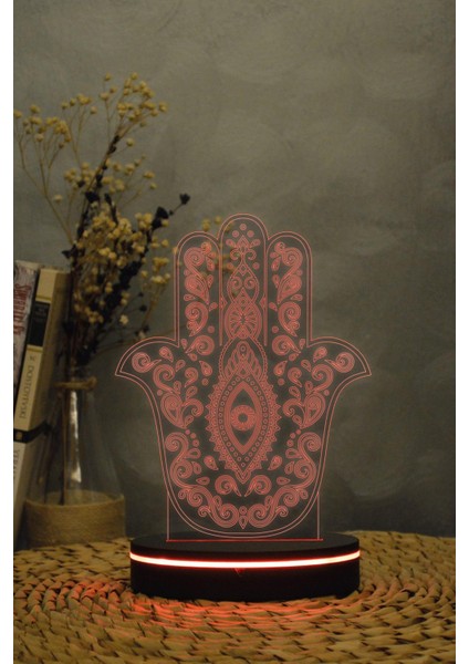 Fatma Ananın Eli - 3 Boyutlu 16 Renk Dekoratif Gece Lambası 3d