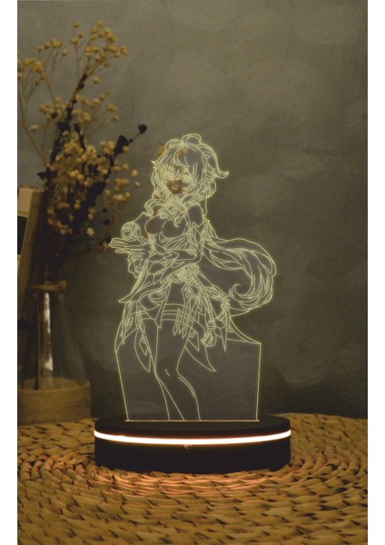 Ganyu , Genshin Impact - 3 Boyutlu Led Lamba 16 Renk Dekoratif Anime Gece Lambası 3d