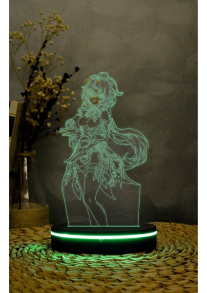 Ganyu , Genshin Impact - 3 Boyutlu Led Lamba 16 Renk Dekoratif Anime Gece Lambası 3d