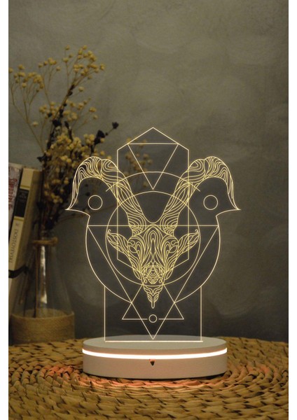 Oğlak Burcu - 3 Boyutlu 16 Renk Dekoratif Gece Lambası 3d