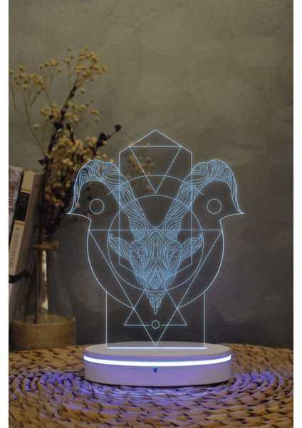 Oğlak Burcu - 3 Boyutlu 16 Renk Dekoratif Gece Lambası 3d modelleri