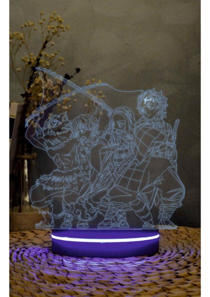 Demon Slayer - 3 Boyutlu Led Lamba 16 Renk Dekoratif Anime Gece Lambası 3d