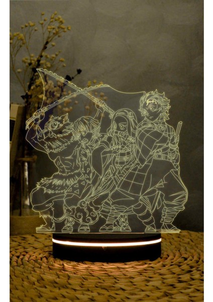 Demon Slayer - 3 Boyutlu Led Lamba 16 Renk Dekoratif Anime Gece Lambası 3d