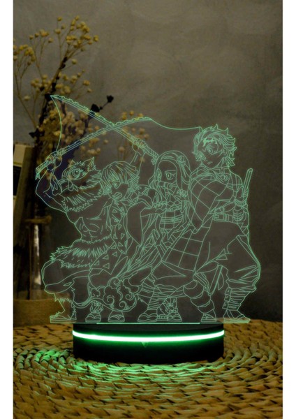 Demon Slayer - 3 Boyutlu Led Lamba 16 Renk Dekoratif Anime Gece Lambası 3d