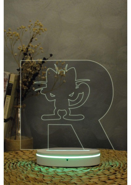 Rocket Takımı Meowth , Pokemon - 3 Boyutlu 16 Renk Dekoratif Gece Lambası 3d indirimleri