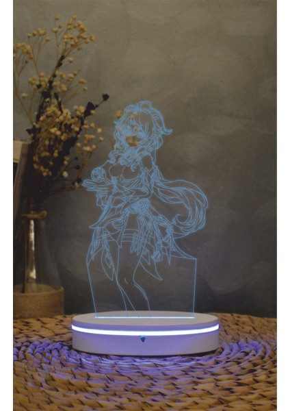Ganyu , Genshin Impact - 3 Boyutlu Led Lamba 16 Renk Dekoratif Anime Gece Lambası 3d