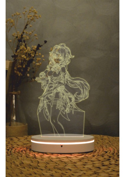 Ganyu , Genshin Impact - 3 Boyutlu Led Lamba 16 Renk Dekoratif Anime Gece Lambası 3d