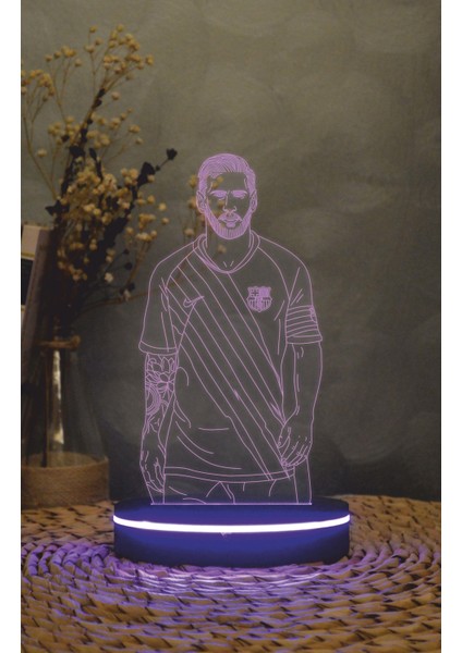 Messi, Futbol Severlere - 3 Boyutlu Led Lamba 16 Renk Dekoratif Anime Gece Lambası 3d