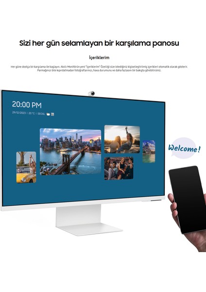 Airplay Desteği Apple-Android Kablosuz Bağlantı 32 Inç 4K Akıllı-Smart Monitör Tv M8 M80C Beyaz Slim Tasarım Premium Gövde+ Logitech Kablosuz Klavye fırsatları