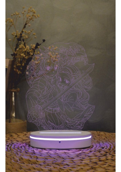 Tanjiro , Nezuko , Demon Slayer - 3 Boyutlu Led Lamba 16 Renk Dekoratif Anime Gece Lambası 3d modelleri