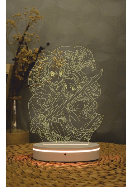 Tanjiro , Nezuko , Demon Slayer - 3 Boyutlu Led Lamba 16 Renk Dekoratif Anime Gece Lambası 3d fırsatları