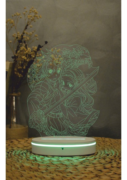 Tanjiro , Nezuko , Demon Slayer - 3 Boyutlu Led Lamba 16 Renk Dekoratif Anime Gece Lambası 3d indirimleri