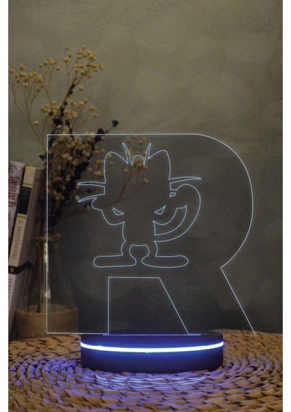 Rocket Takımı Meowth , Pokemon - 3 Boyutlu 16 Renk Dekoratif Gece Lambası 3d fiyatları