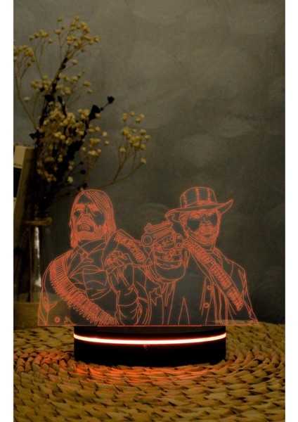 Red Dead Redemption 2 - 3 Boyutlu Led Lamba 16 Renk Dekoratif Anime Gece Lambası 3d