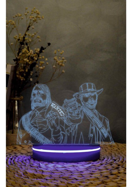 Red Dead Redemption 2 - 3 Boyutlu Led Lamba 16 Renk Dekoratif Anime Gece Lambası 3d fiyatları