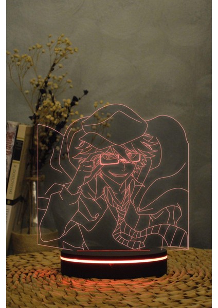 Ranpo Edugawa - Bungou Stray Dogs - 3 Boyutlu 16 Renk Dekoratif Gece Lambası 3d