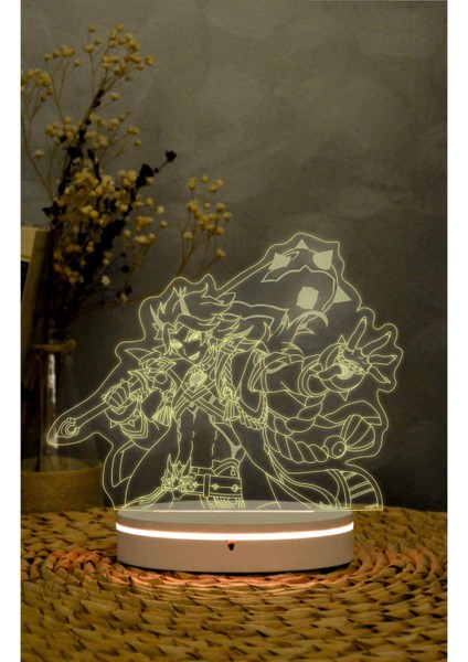 Arataki Itto , Genshin Impact - 3 Boyutlu Led Lamba 16 Renk Dekoratif Anime Gece Lambası 3d