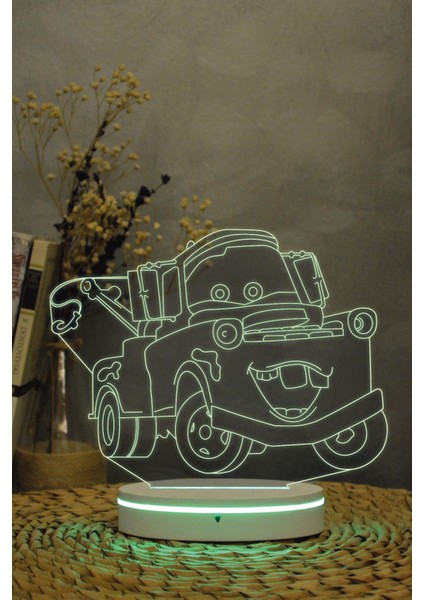 Mater , Arabalar - 3 Boyutlu 16 Renk Dekoratif Gece Lambası 3d
