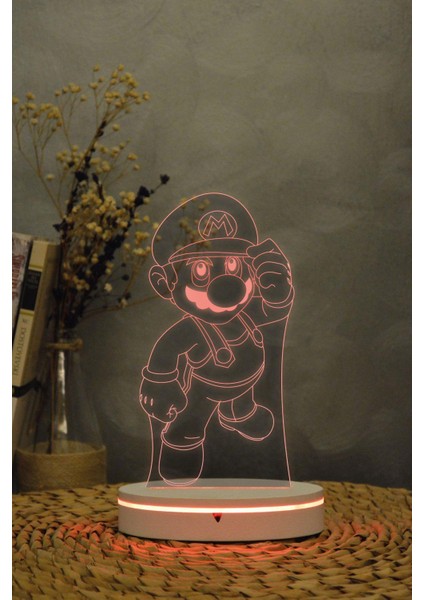 Mario - 3 Boyutlu 16 Renk Dekoratif Gece Lambası 3d