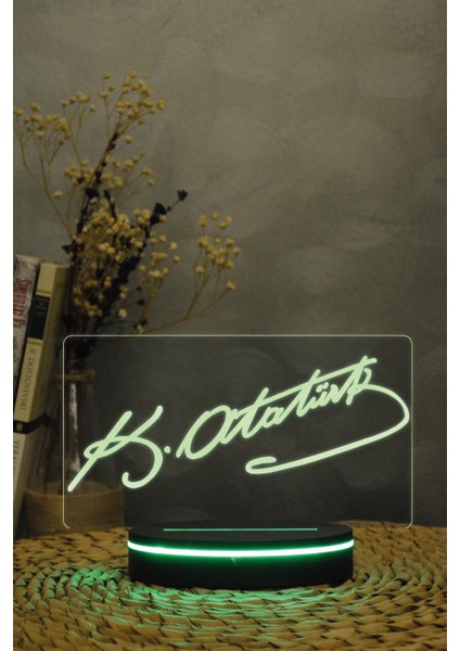 Atatürk Imzası - 3 Boyutlu 16 Renk Dekoratif Gece Lambası 3d