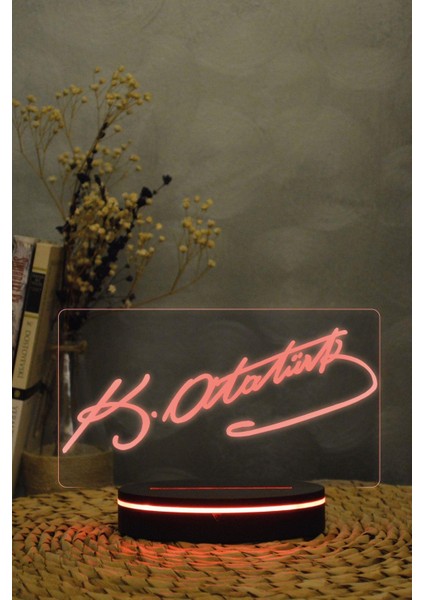 Atatürk Imzası - 3 Boyutlu 16 Renk Dekoratif Gece Lambası 3d fiyatları
