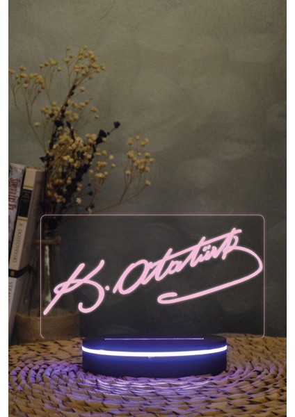 Atatürk Imzası - 3 Boyutlu 16 Renk Dekoratif Gece Lambası 3d fırsatları
