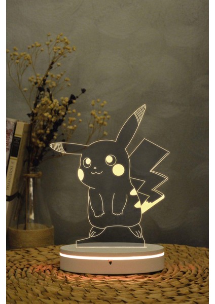 Pikachu , Pokemon - 3 Boyutlu 16 Renk Dekoratif Gece Lambası 3d