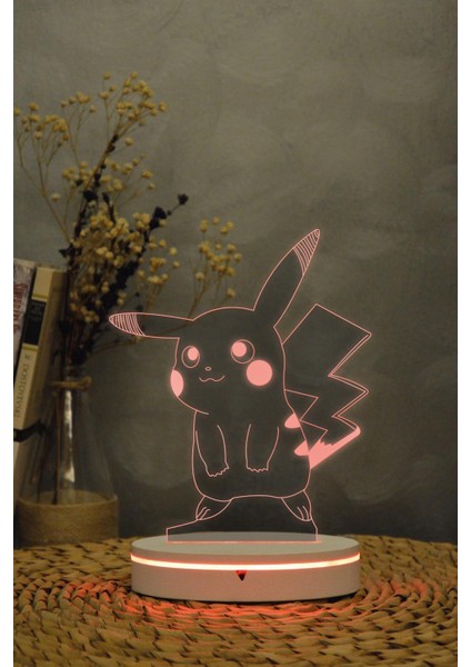 Pikachu , Pokemon - 3 Boyutlu 16 Renk Dekoratif Gece Lambası 3d