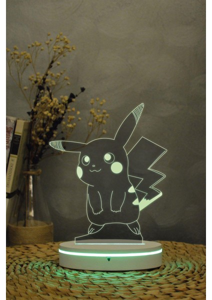 Pikachu , Pokemon - 3 Boyutlu 16 Renk Dekoratif Gece Lambası 3d