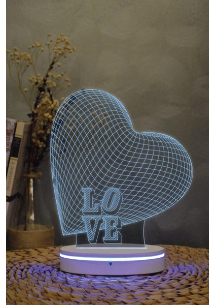 Kalp Love - 3 Boyutlu Dekoratif Gece Lambası 3d