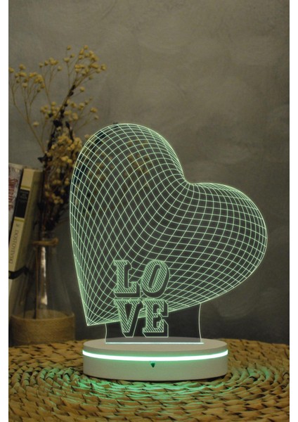 Kalp Love - 3 Boyutlu Dekoratif Gece Lambası 3d