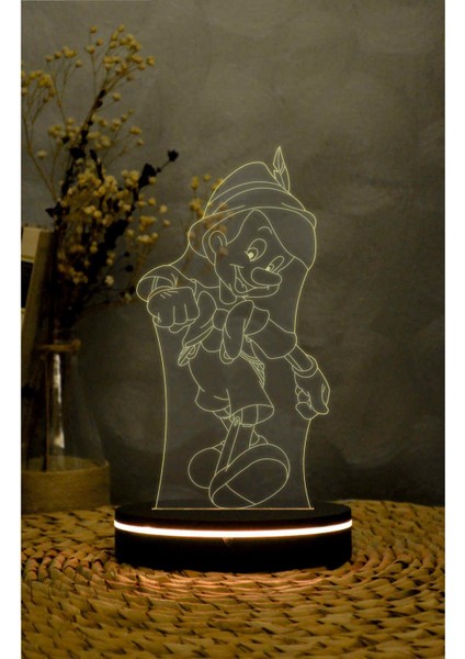 Pinokyo - 3 Boyutlu Led Lamba 16 Renk Dekoratif Anime Gece Lambası 3d