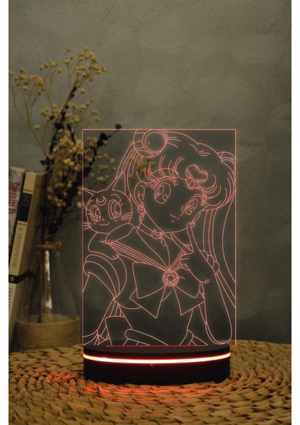 Usagi Ve Artemis - Ay Savaşçısı - 3 Boyutlu 16 Renk Dekoratif Gece Lambası 3d fiyatları
