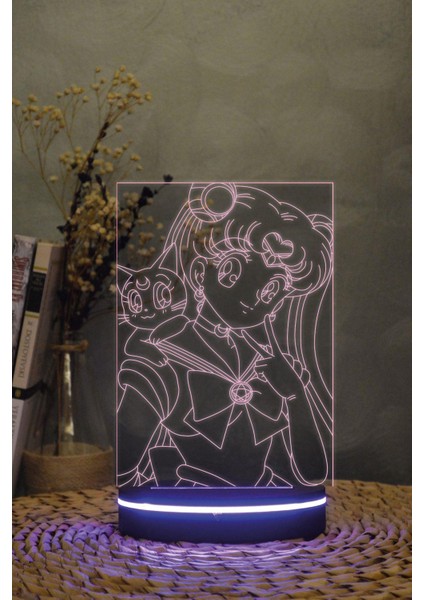 Usagi Ve Artemis - Ay Savaşçısı - 3 Boyutlu 16 Renk Dekoratif Gece Lambası 3d modelleri