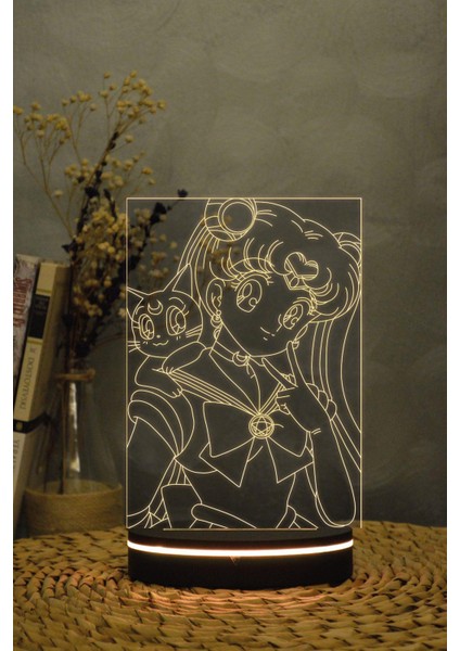 Usagi Ve Artemis - Ay Savaşçısı - 3 Boyutlu 16 Renk Dekoratif Gece Lambası 3d fırsatları