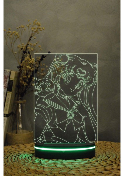 Usagi Ve Artemis - Ay Savaşçısı - 3 Boyutlu 16 Renk Dekoratif Gece Lambası 3d indirimleri